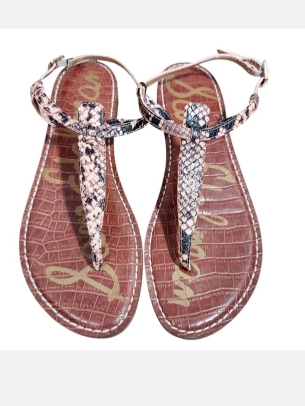 Sam Edelman Pink Snakeprint Gigi Thong Sandals 8.5